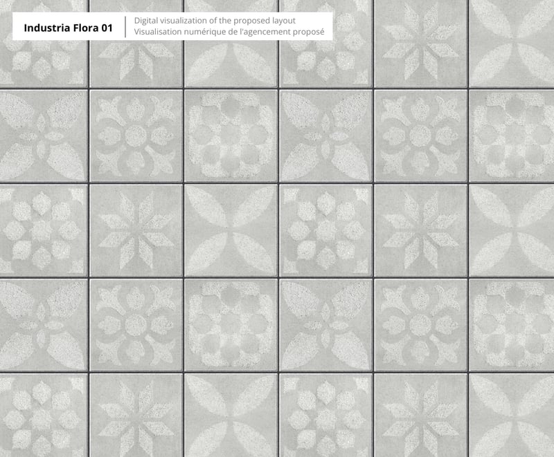INDUSTRIA 600X600X60 HD², FLORA DALHIA, GREYED NICKEL | Techo-Bloc